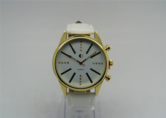 Κανονικό χρυσό ιαπωνικό ρολόι δέρματος wristband 3 κορώνες 1ATM