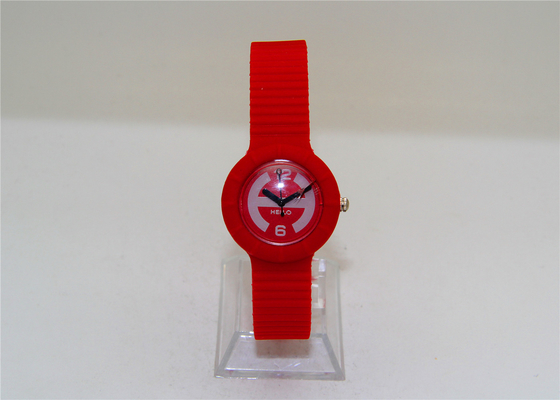 Κόκκινα πλαστικά στρογγυλά μορφής ρολόγια σιλικόνης παιδιών ρολογιών κοριτσιών αναλογικά